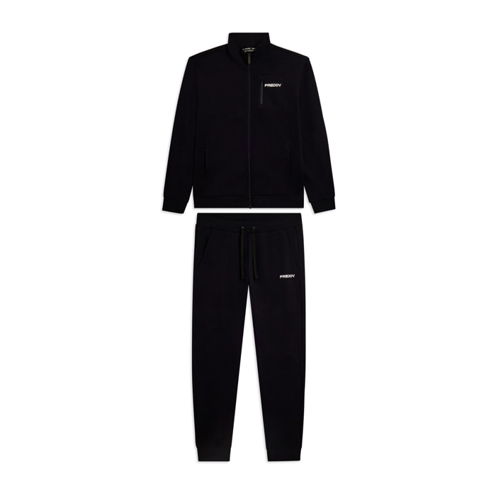 Tuta uomo zip e collo alto in cotone Interlock