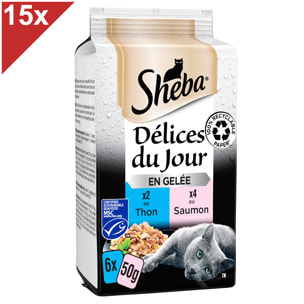 SHEBA Délices du jour 90 Sachets fraîcheur poisson en gelée pour chat 50g (6x15)