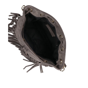 Borsa a secchiello da donna Made in Italy - Modello Umbria Plus - Pelle scamosciata - 25.0 x 22.0 x 13.0 cm