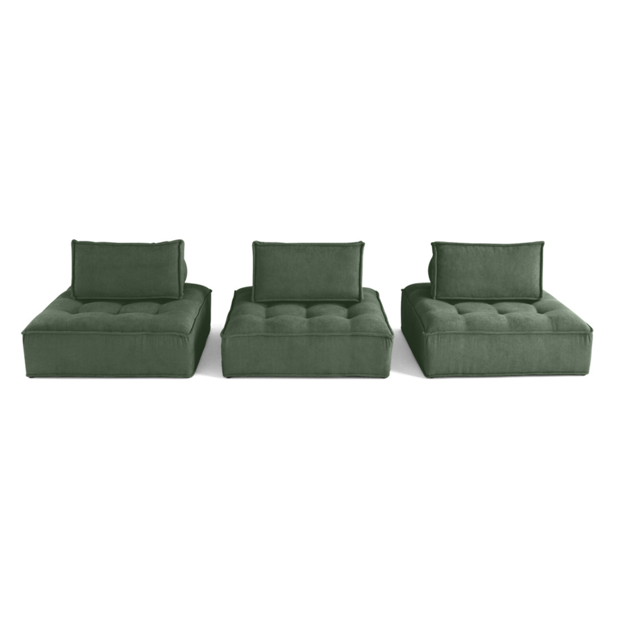 Marisol - canapé modulable droit 3 places - velours texturé - Vert