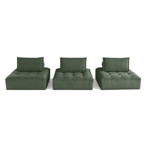 Marisol - canapé modulable droit 3 places - velours texturé - Vert