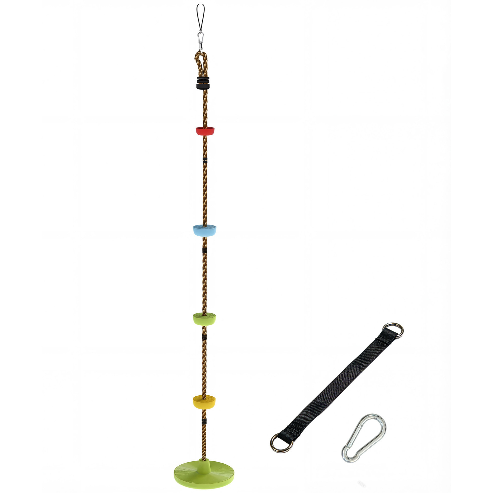 Corde d'escalade balancoire plateformes et siège disque PE vert