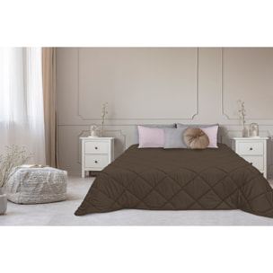 TRAPUNTA INVERNALE VELLUTO LETTO MATRIMONIALE "LE CANNETè" MARRONE SCURO PRODOTTO ITALIANO 350 GR/MQ