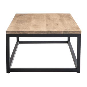 Table basse rectangulaire bois clair manguier massif et métal noir L120 cm FACTORY