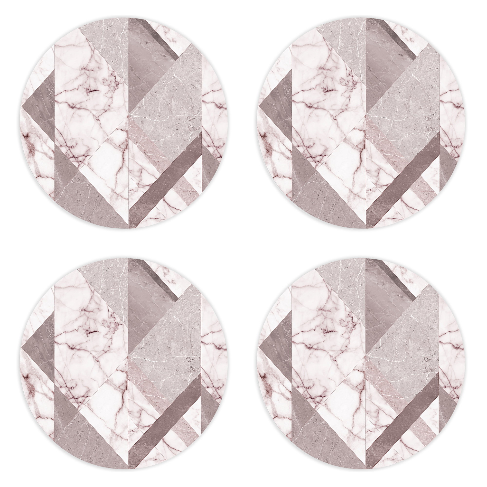 VINILIKO, set de 4 individuales de mesa Geometría de mármol rojizo 4u-[Diam] 40 cm