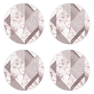 VINILIKO, set de 4 individuales de mesa Geometría de mármol rojizo 4u-[Diam] 40 cm