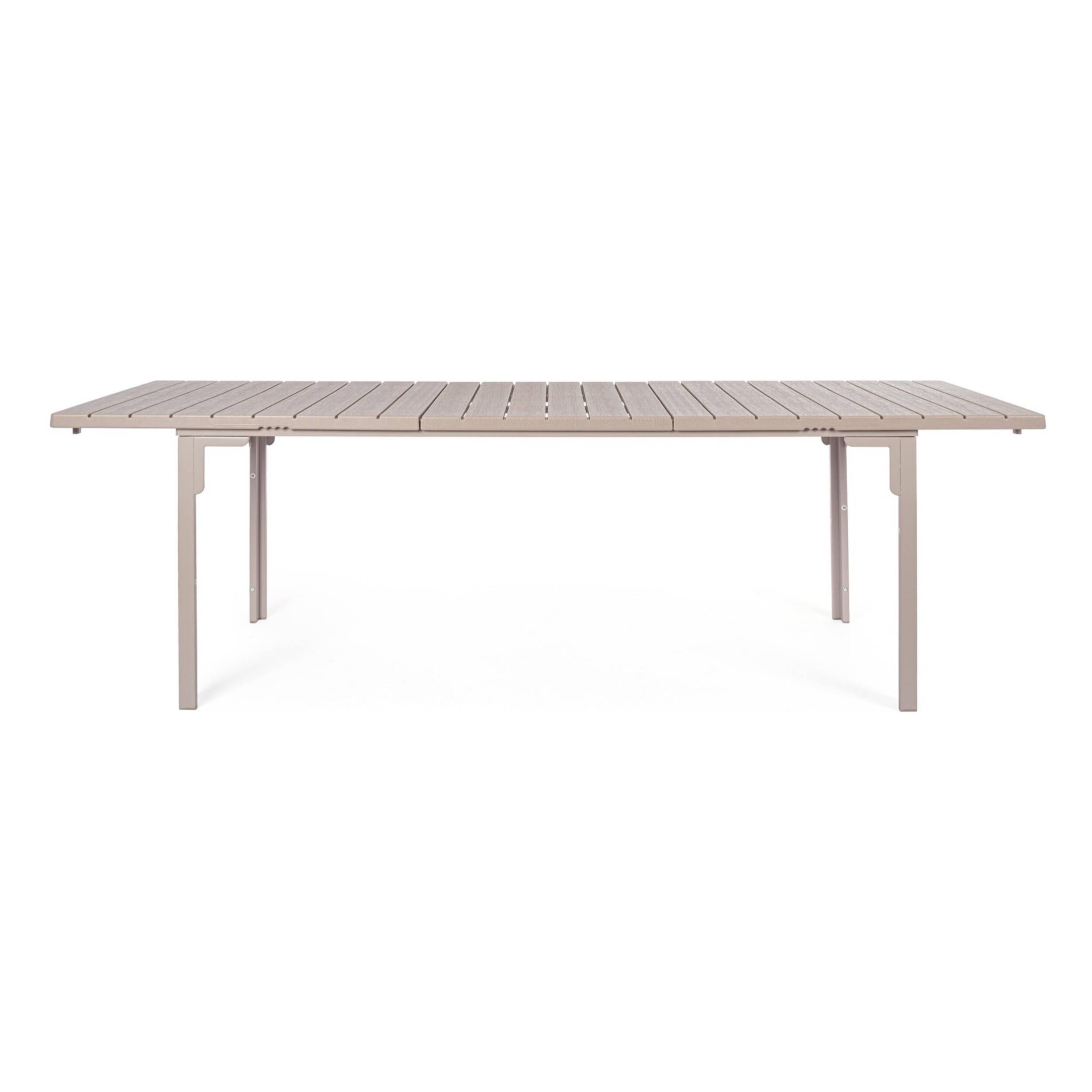Tavolo allungabile da giardino VALENCIA tortora effetto legno, struttura in acciaio, 180×89,5–240×89,5 cm