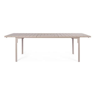 Tavolo allungabile da giardino VALENCIA tortora effetto legno, struttura in acciaio, 180×89,5–240×89,5 cm