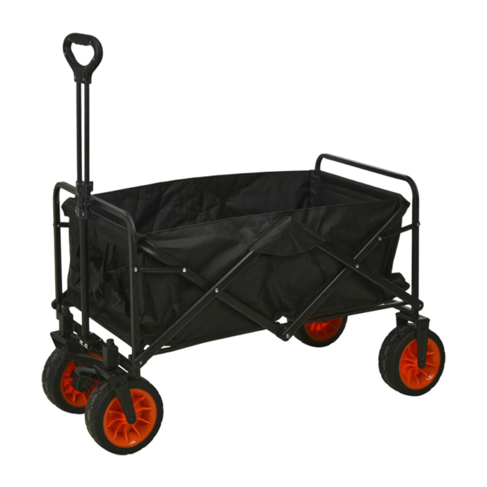 Well Home Carro de Playa Plegable de Acero y Poliéster, Resistente y Espacioso 87x54x59cm