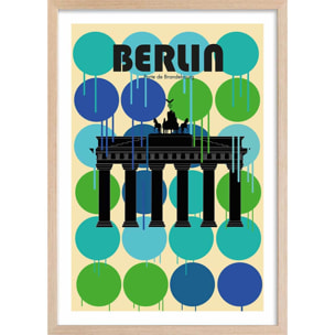 Affiche berlin brandenburger tor Affiche + cadre en bois - Chêne