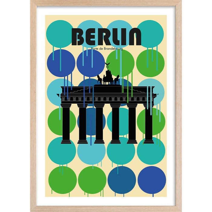 Affiche berlin brandenburger tor Affiche + cadre en bois - Chêne