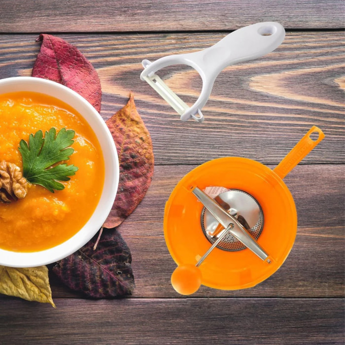 Ensemble de 2 ustensiles spécial purée avec éplucheur et moulin à légumes Fackelmann