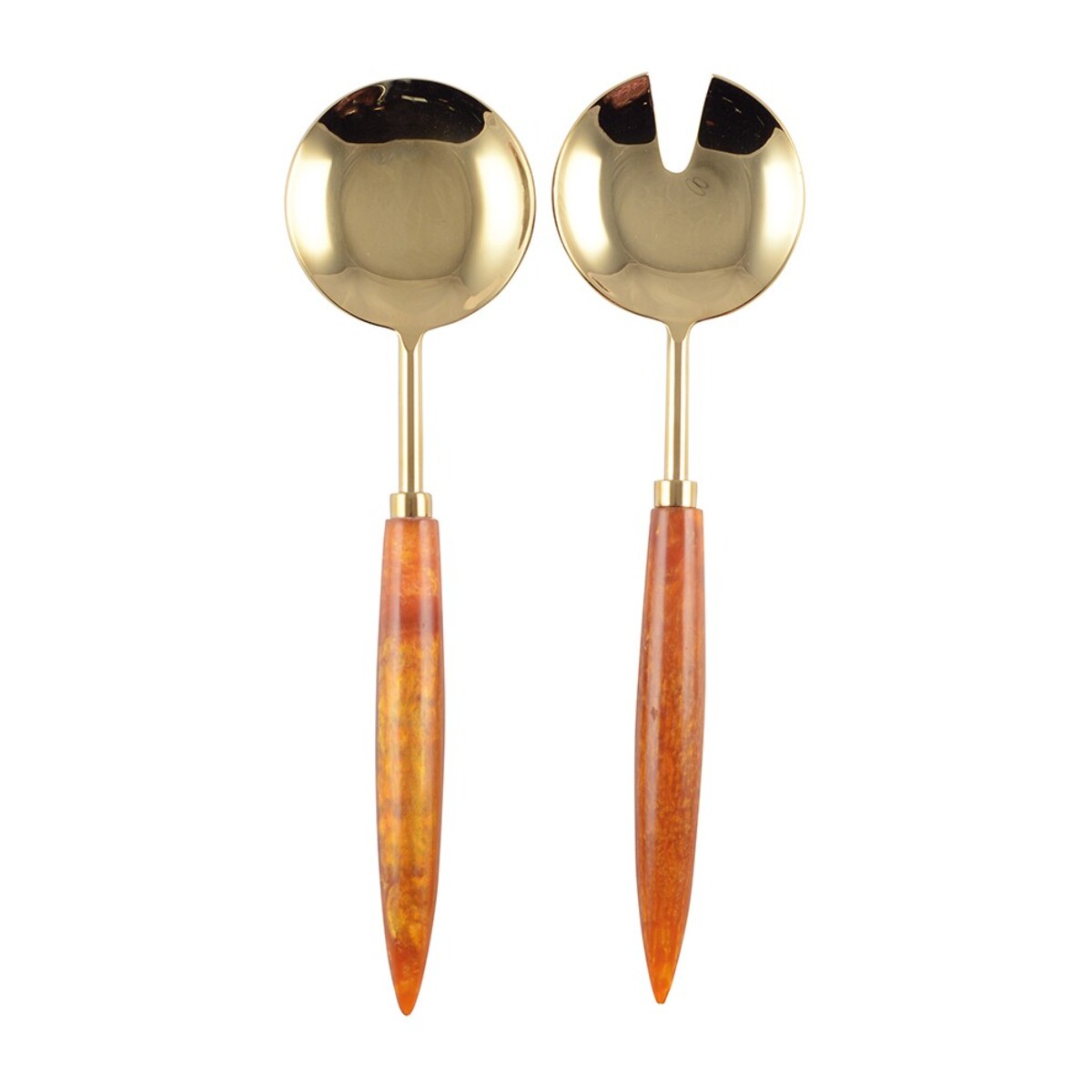 Couverts à salade or et orange 29cm
