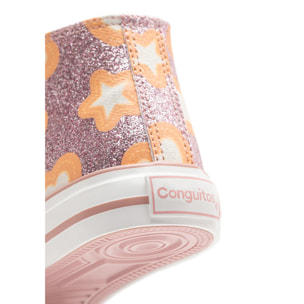 Sneakers alte da bambina con effetto fosforescente