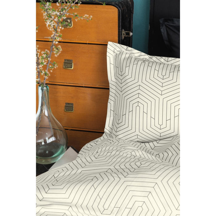 Parure housse de couette 240x220 cm et 2 taies d'oreiller 63x63cm satin de coton imprimé