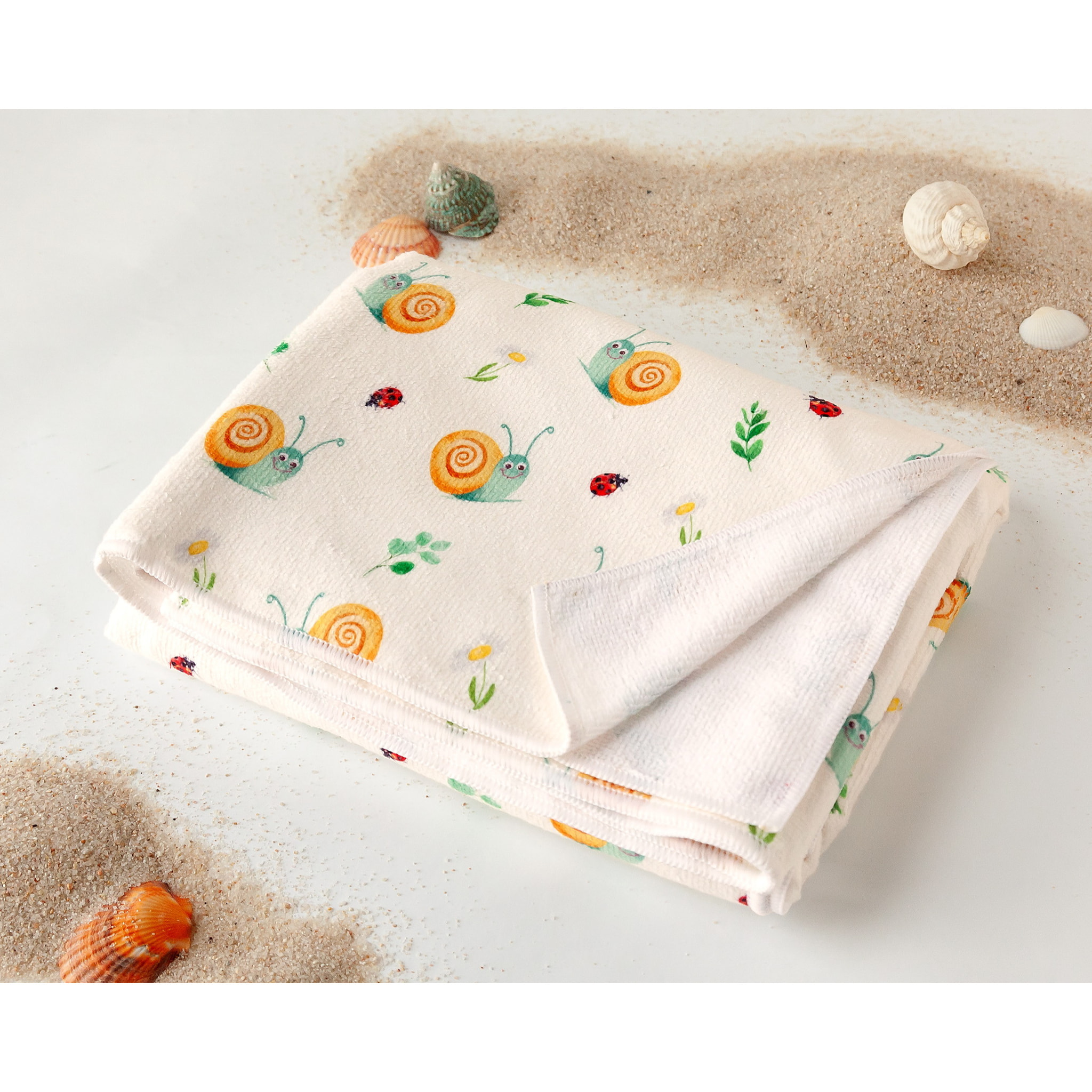 TOALLA PLAYA MICROFIBRA CARACOLES BEIGE