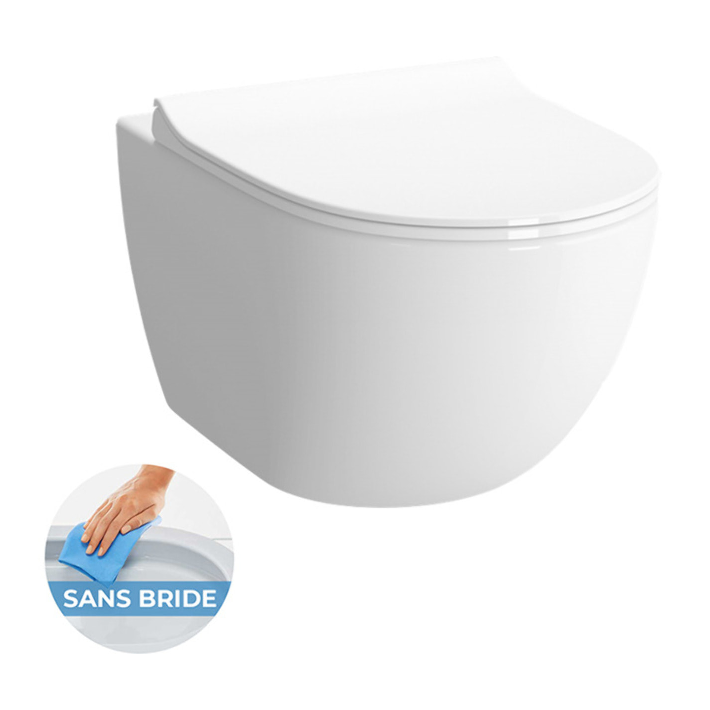 SENTO Cuvette RIM-EX (sans bride) et abattant ultra-fin avec frein de chute (7748B003-0075 + 120-003R009-lm)