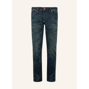 PHILIPP PLEIN Printed Super Straight Cut Jeans Tattoo