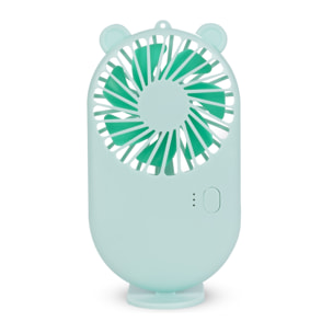 Mini ventilatore portatile con batteria da 800mAh. Supporto stand per tavolo.