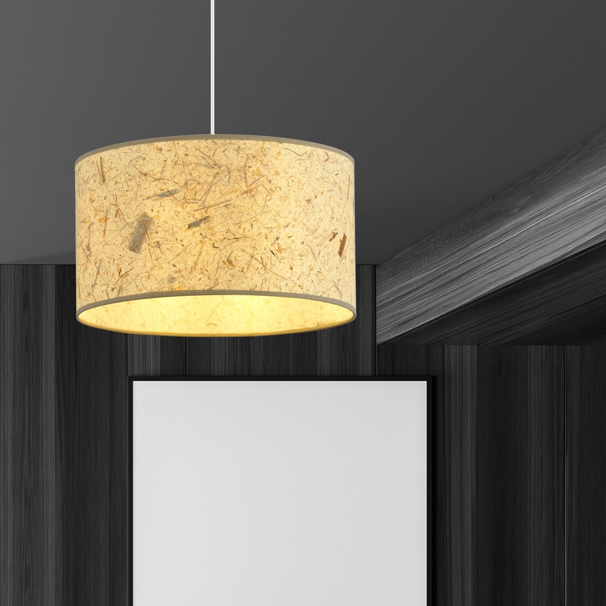 Lampada a sospensione ASTON in metallo e sughero naturale