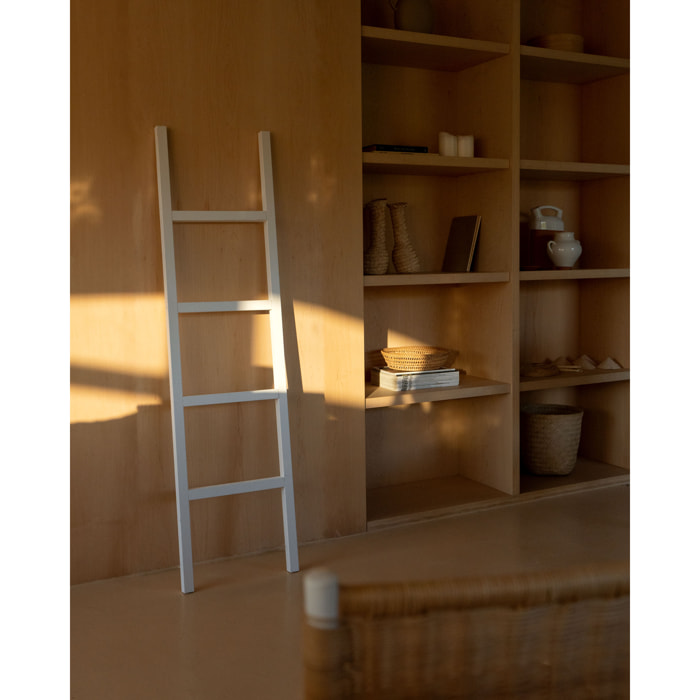 Échelle en bois massif blanc 150x41cm Hauteur: 150 Longueur: 41 Largeur: 3.5
