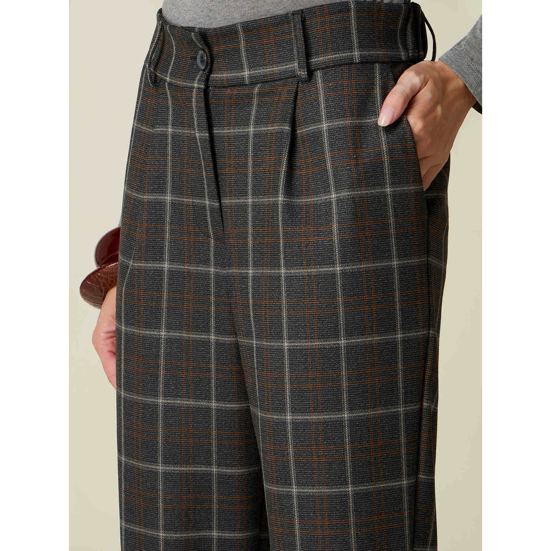 Oltre - Pantalones de cuadros - Gris