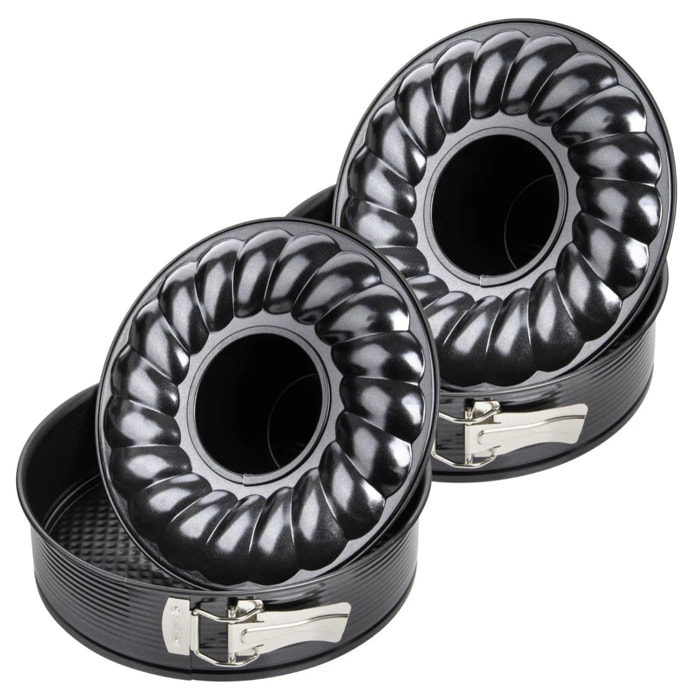 Ensemble de 2 Moules à manqué et à savarin double fond 26 cm Zenker Black Metallic