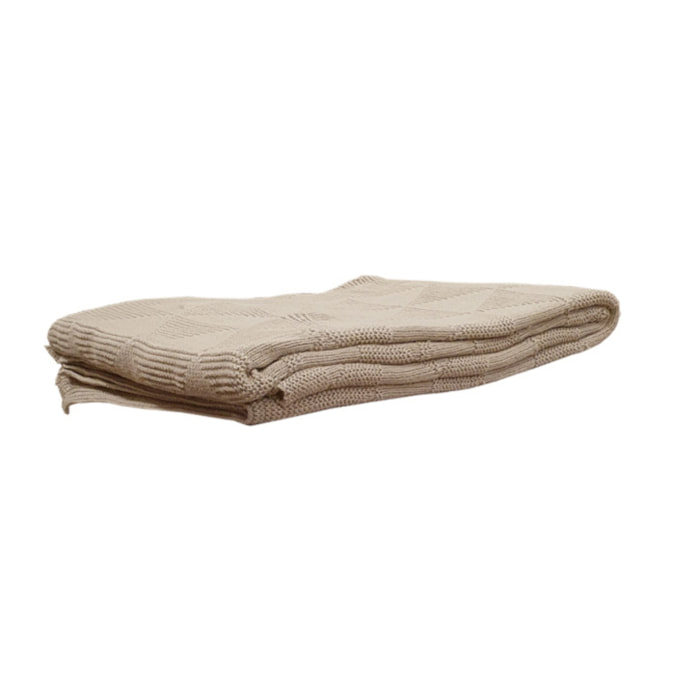 Plaid tricot en coton 100 x 150 cm - MARINA