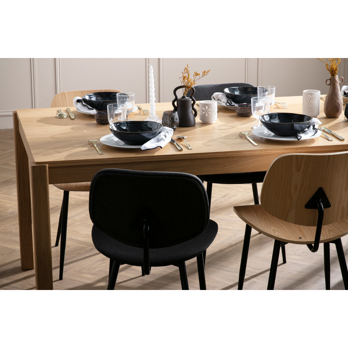 Table à manger rectangulaire scandinave bois clair chêne L200 cm AGALI