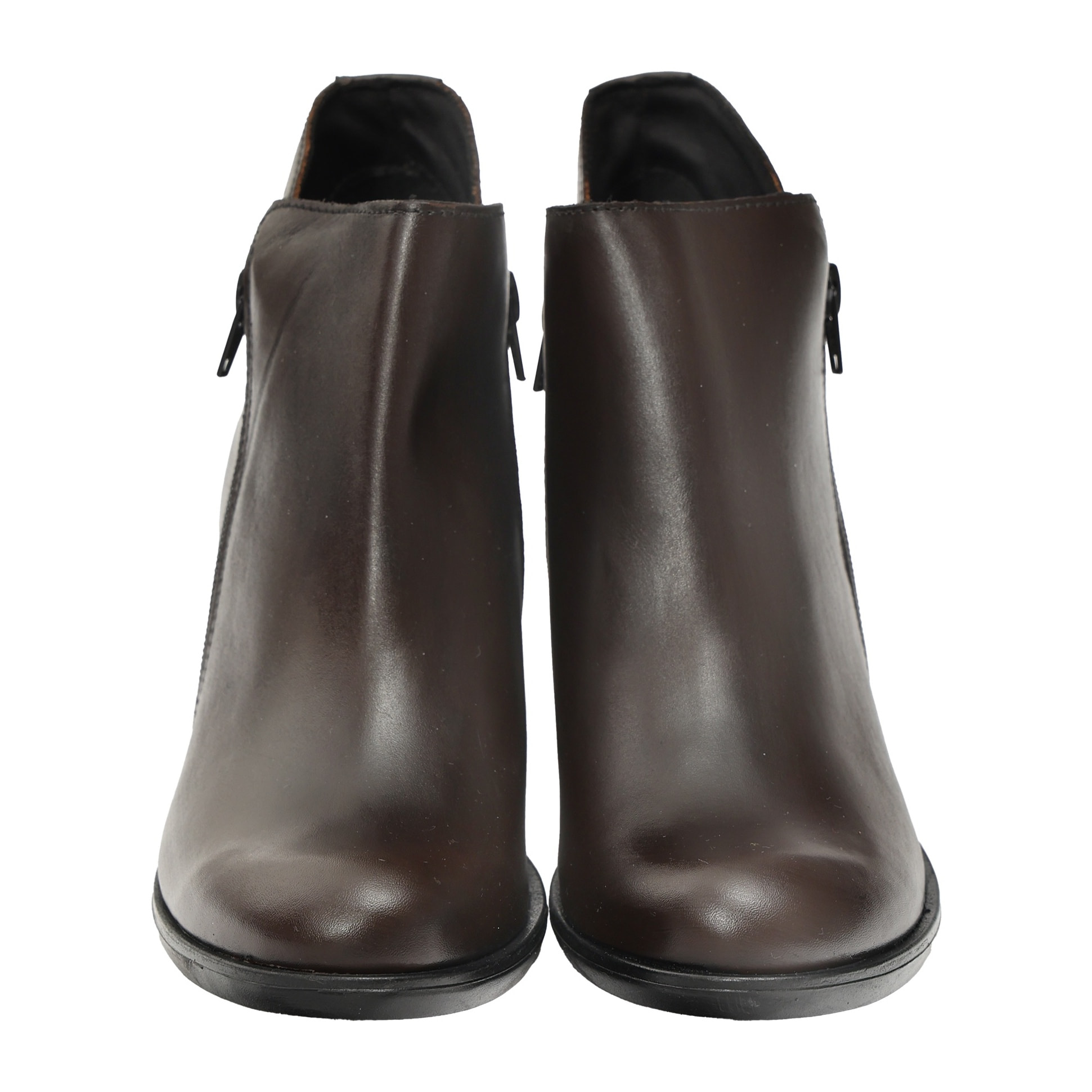 Tronchetto in vera pelle con tacco comodo e doppia lampo