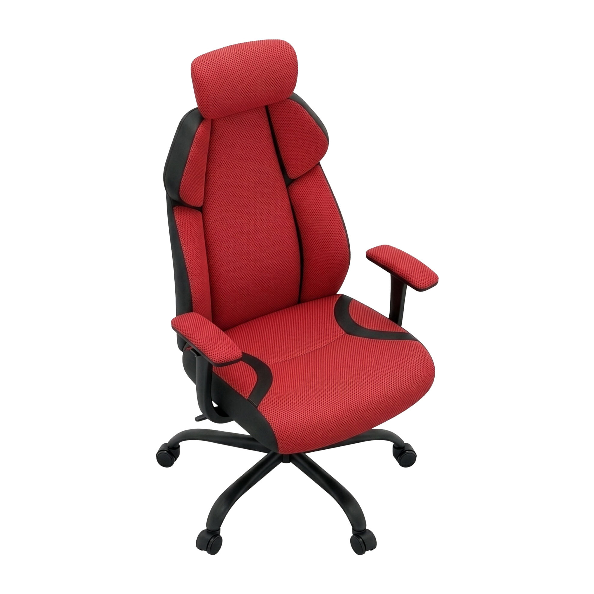 Flank - Sedia da Gaming Pro Ergonomica Poltrona Gamer con Altezza regolabile Reclinabile Girevole 360° con Braccioli in Tessuto e PVC Rosso
