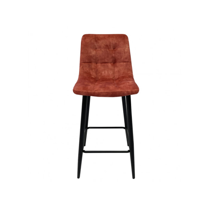 Chaise de bar capitonnée en velours - HERBY