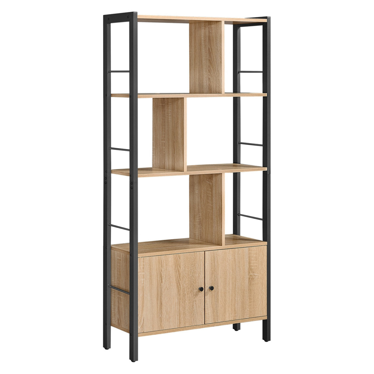 Libreria Industrial Sonoma con Ante in Acciaio e Legno