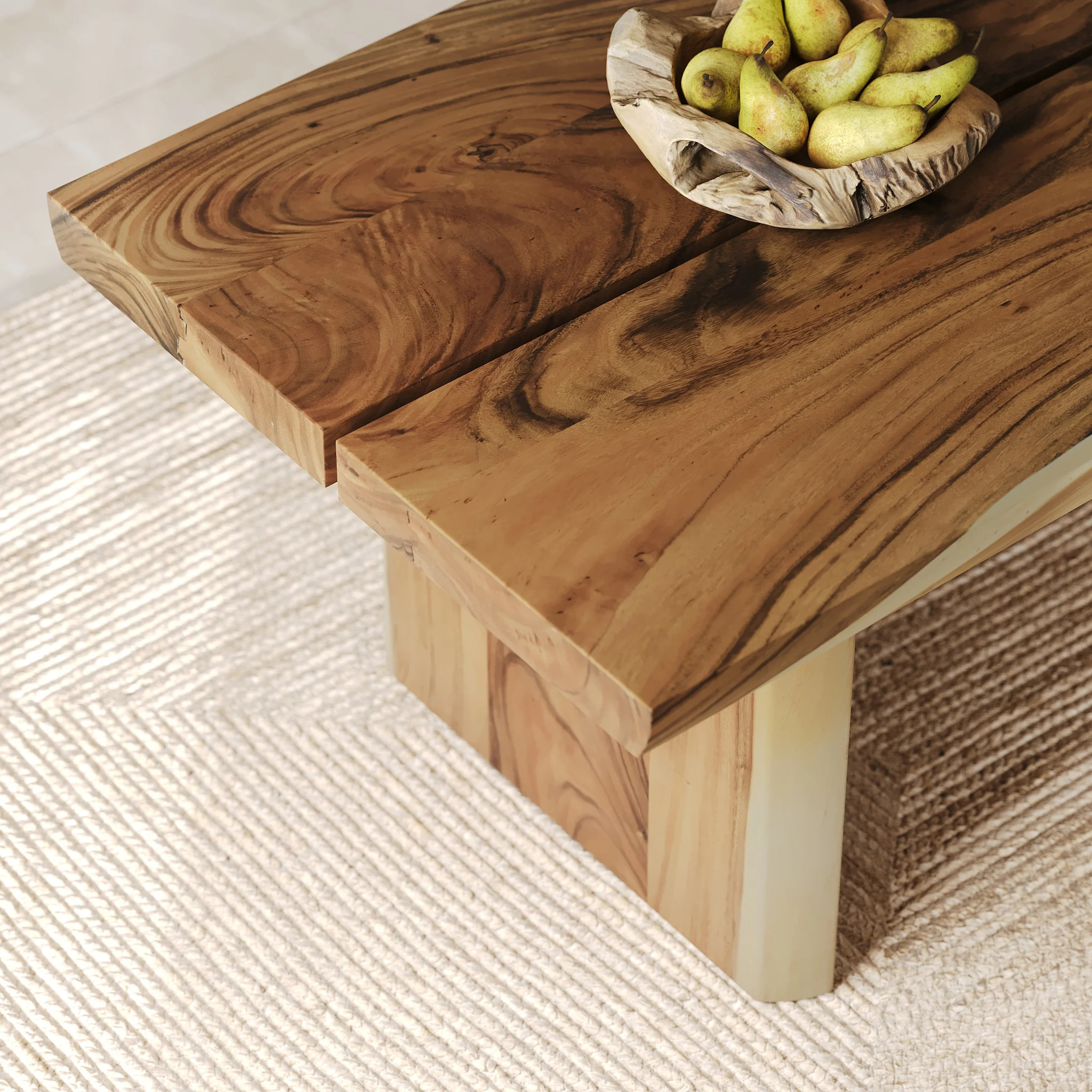 Table rectangulaire 8 personnes en bois de suar 220 cm - Tanah