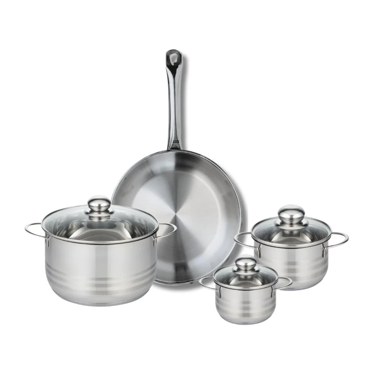Ensemble de 1 Poêle de cuisson 28 cm et 3 faitouts 12, 14 et 20 cm Elo Profi Brillant