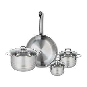 Ensemble de 1 Poêle de cuisson 28 cm et 3 faitouts 12, 14 et 20 cm Elo Profi Brillant