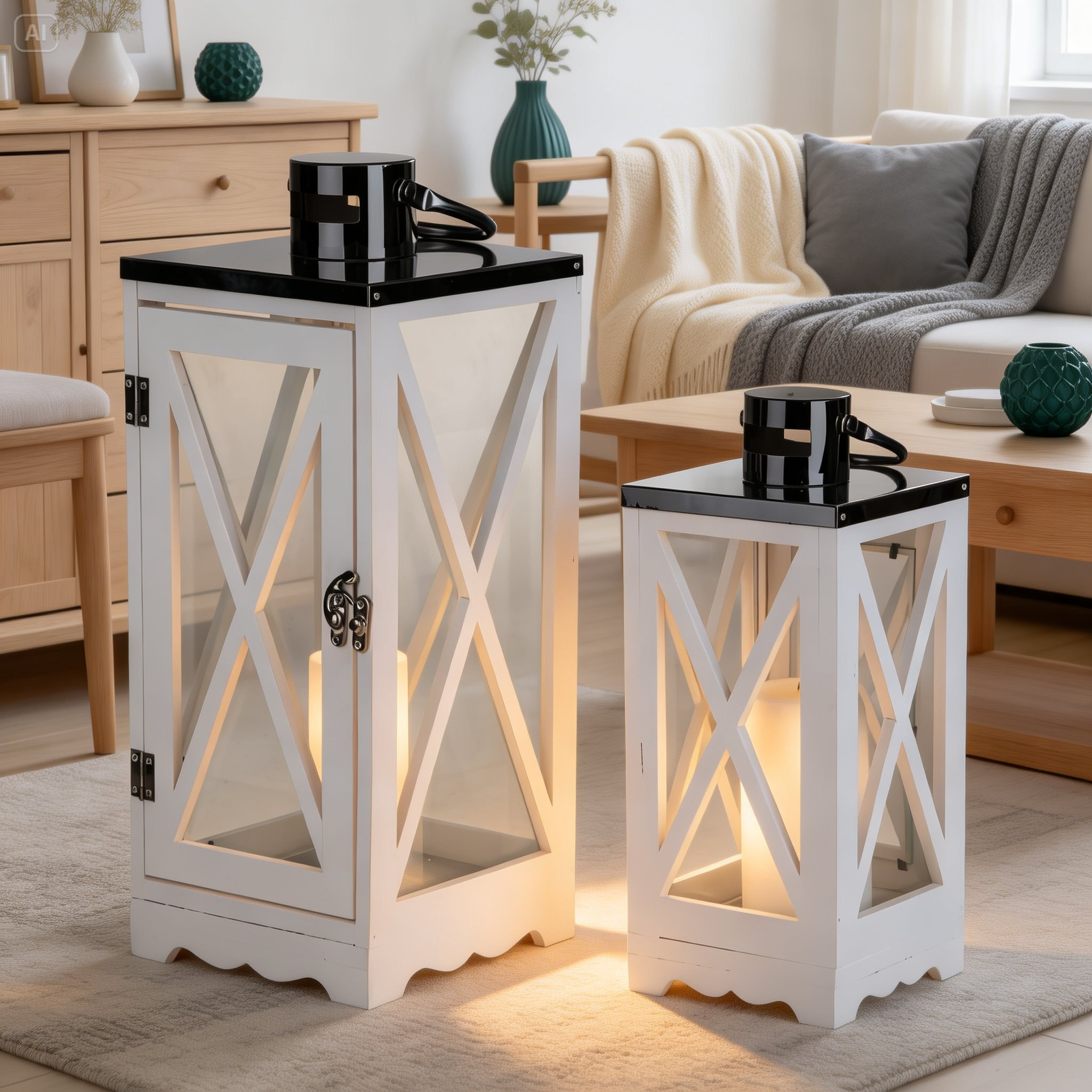 2 lanterna 16xh40 cm legno - Pezzi 1 - BIANCO - Bianchi Dino SpA