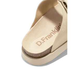 Sandalias Vibe Mujer Cierre Hebilla Color Beige