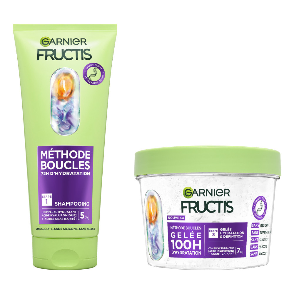 Garnier Fructis Méthode Boucles Duo Shampooing et Gelée Hydratante à l'Acide Hyaluronique pour toutes les boucles