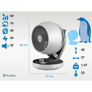 Ventilateur de Bureau 60W avec 3 vitesses et oscillant