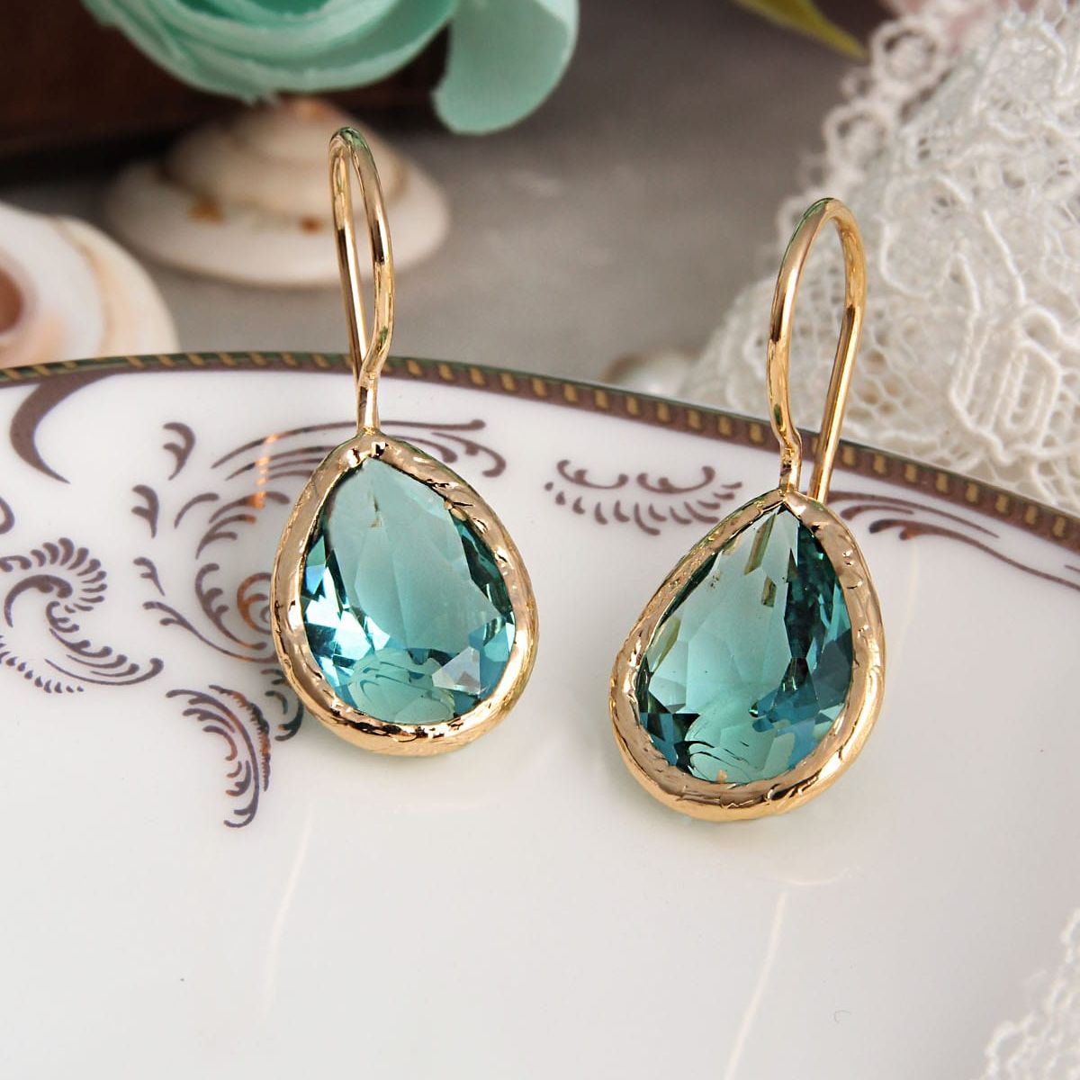 Boucles d'oreilles pendantes - doré - œil de chat | Veepee