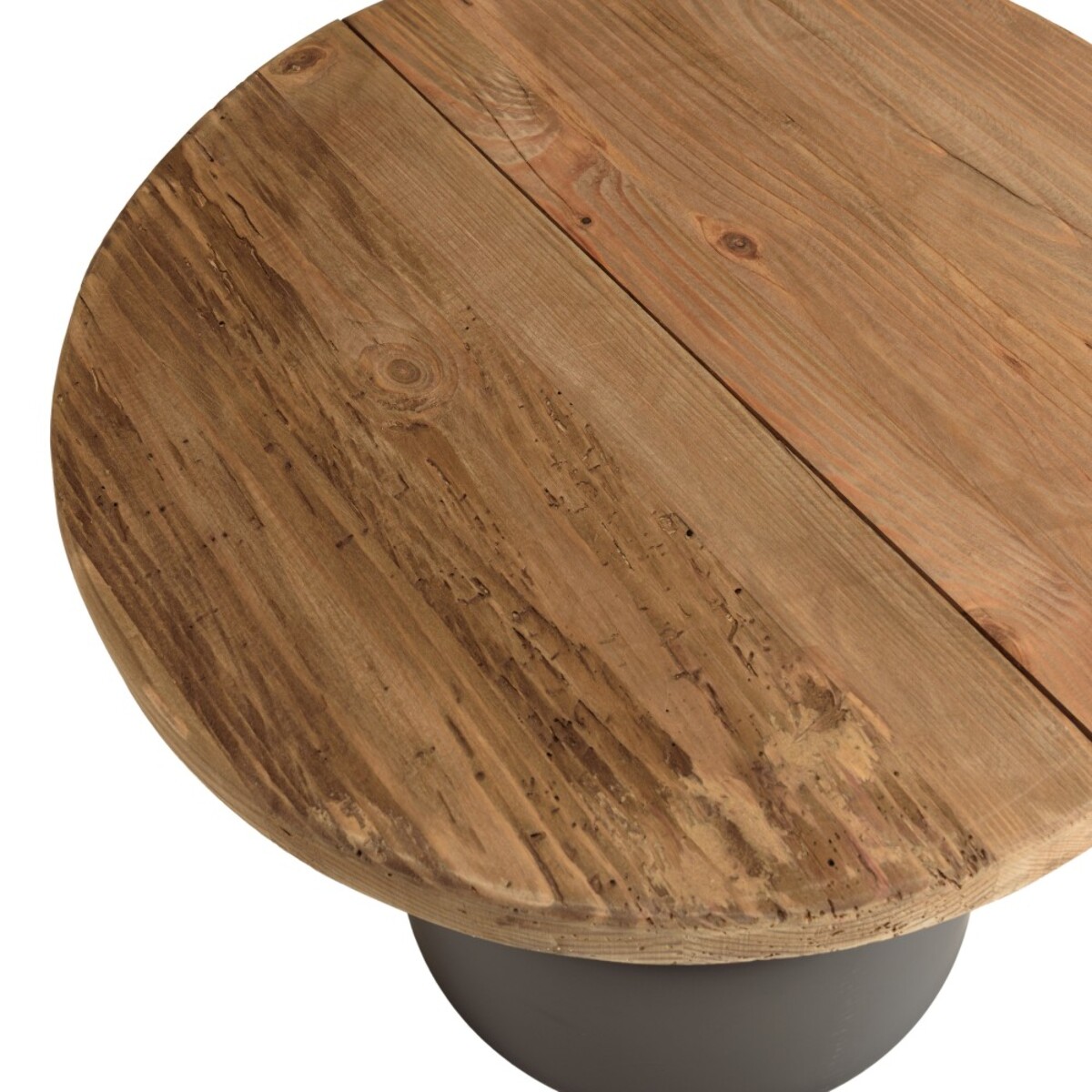 DANDY - Table d'appoint ronde 50x50cm bois Pin recyclé pied métal noir