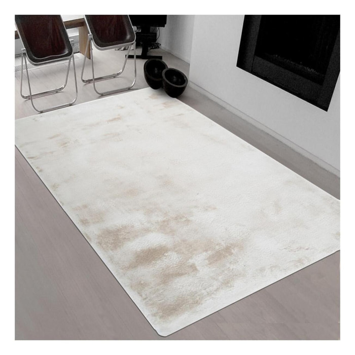 Tapis longs poils shaggy tissé motif uni NUJO