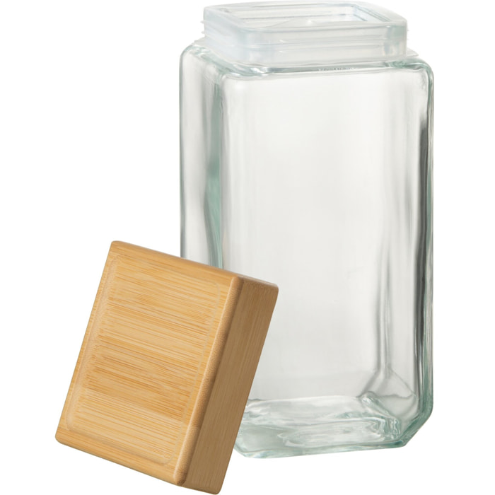 J-Line pot de conservation Louis - verre/bambou - transparent/naturel -  extra large