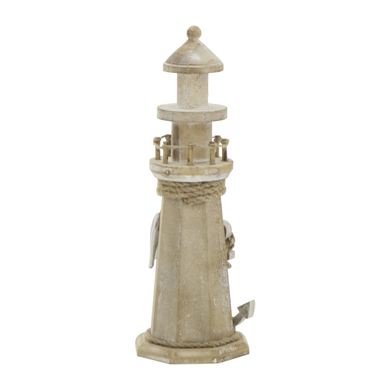J-Line Phare décoratif Blanchi - corde/bois - naturel - small