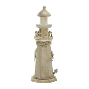 J-Line Phare décoratif Blanchi - corde/bois - naturel - small