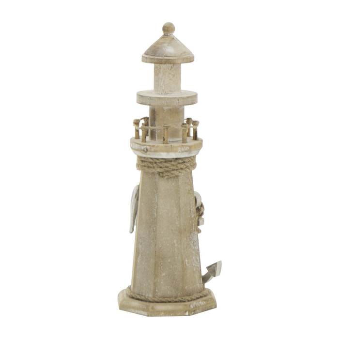 J-Line Phare décoratif Blanchi - corde/bois - naturel - small