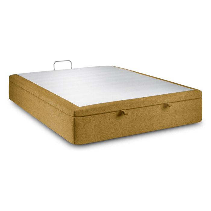 Sommier Coffre en toile nattée  - Grand coffre et ouverture facile - Montage rapide, adapté à tous les matelas - Hauteur Totale de 39cm - Finition soignée - 2 places