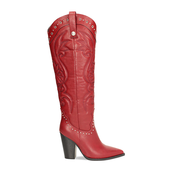 Stivali donna rossi, tacco 9,5 cm