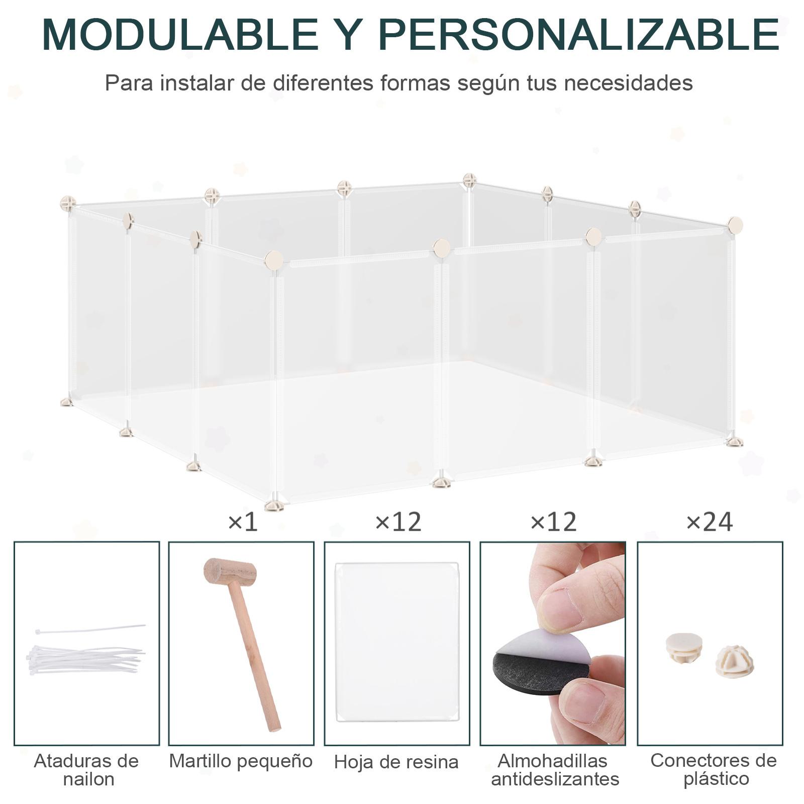 Valla para Animales de Metal Modulable con 12 Paneles Cobayas y Cachorros